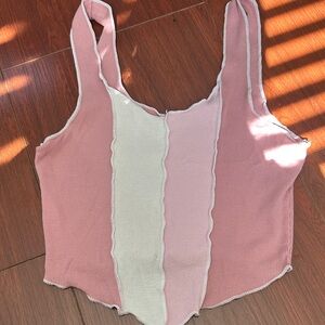 Hollister Pink and Cream Tank Top